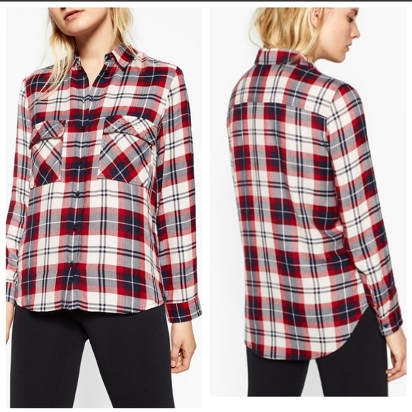 Zara plaid embellished buttondown shirt size small - Picture 1 of 6